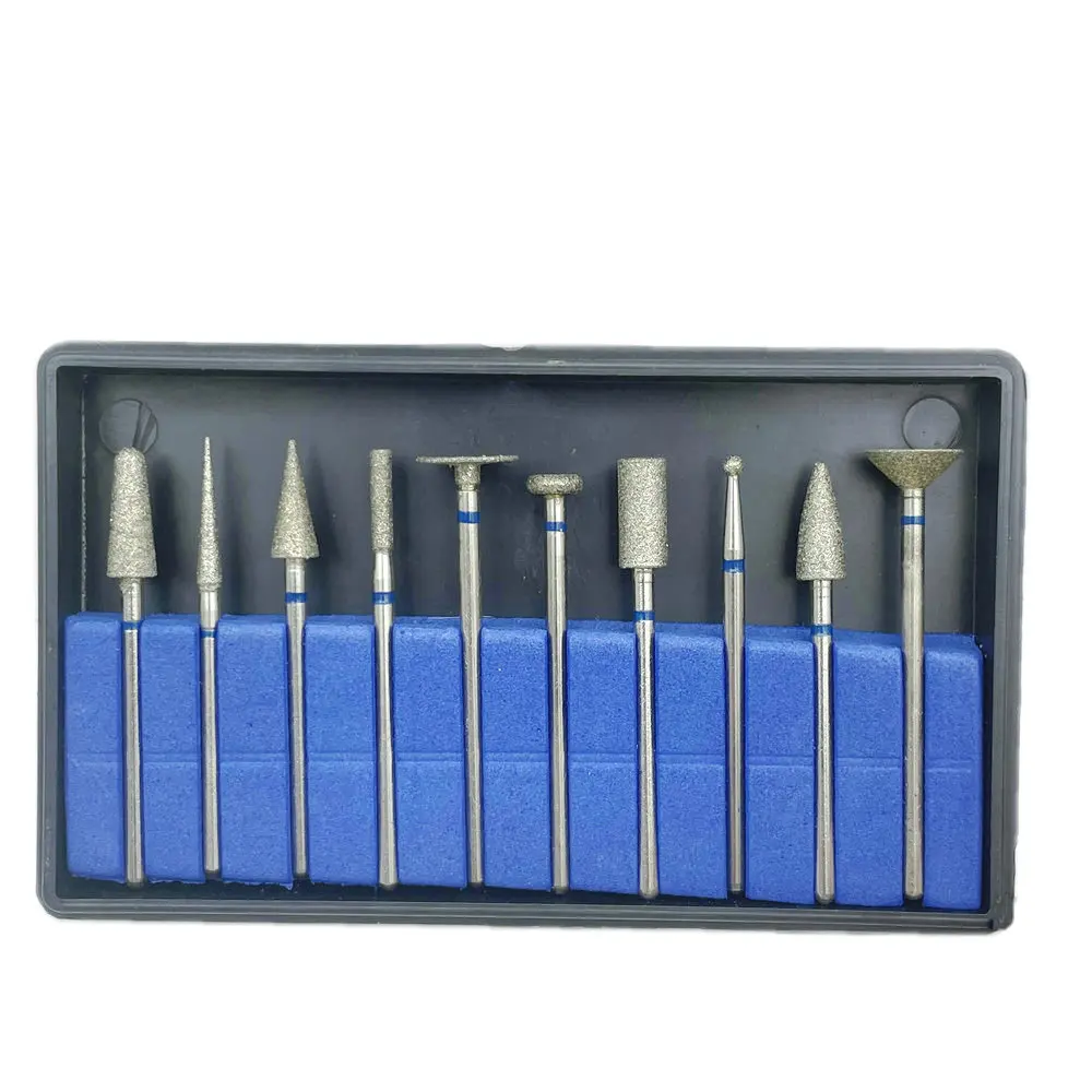 10Pcs/set Dental Diamond Point Polisher HP Shank Rotary Bur Set Dental