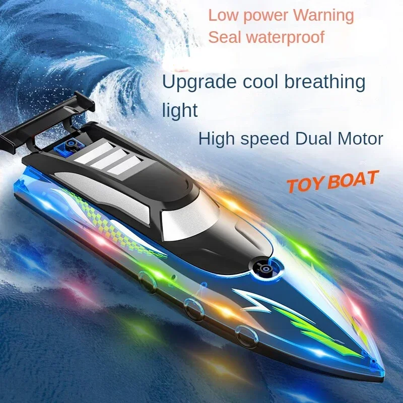 RC Boat with Case V555 2.4GHz Lighting Racing RC Boat 50KM/H With Bright LED Light For Adults and Kids With Rechargeable Battery 2
