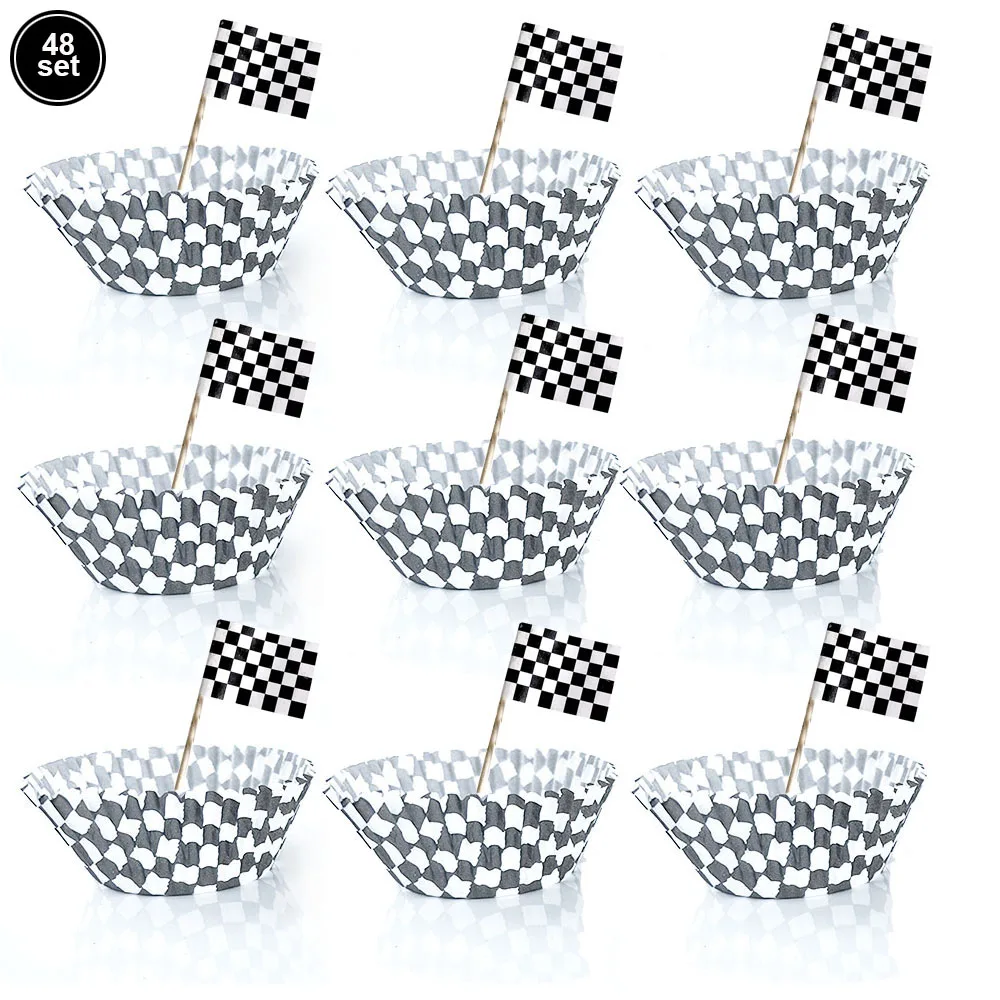 Rennreifen Cupcake Topper Junge alles Gute zum Geburtstag Kuchen Topper Party Dessert Dekoration Rennwagen Rad Themen Back zubehör – Detail 3