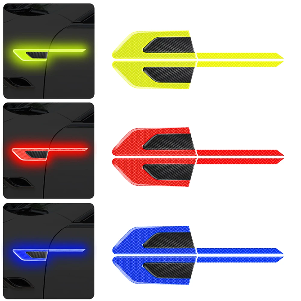 

2PCS Car Reflective Tape Bumper Reflective Strip Warning Safety Mark Carbon Fiber Stickers Auto Styling Accessories for all car