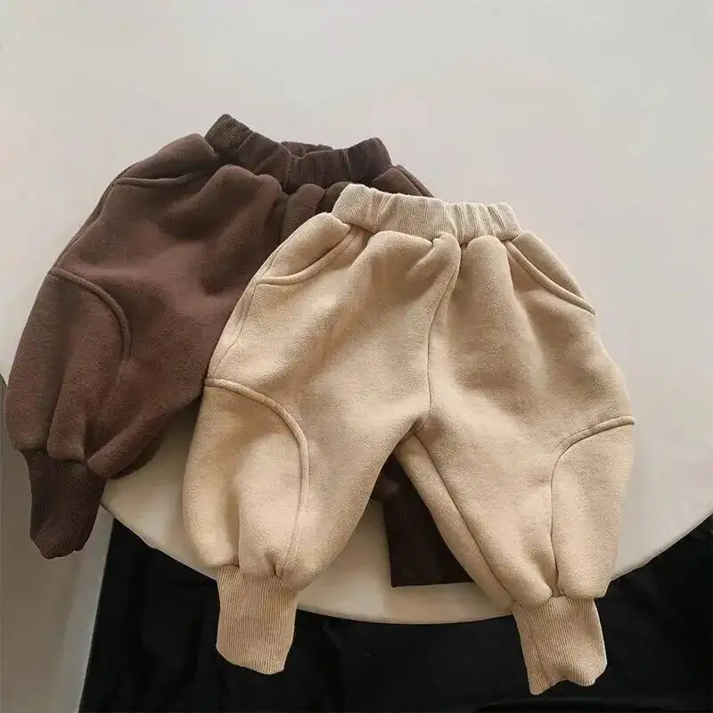 Herbst Winter Kinder Hosen 1-8Y Jungen Warme Fleece Gespleißt Jogginghose Harem Jogger Hosen Koreanische Kleinkind Tragen Für Kinder Kleidung – Detail 13