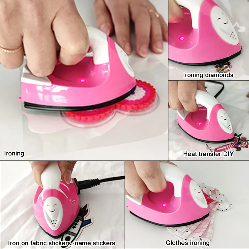 DIY Handheld Mini Iron Portable Electric Small Heat Press Iron Versatile Rapid Heating-Up for Hot Drilling Name Cloth Stickers