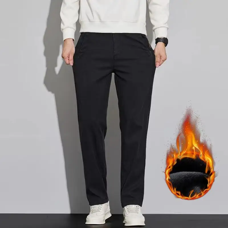 Fleece Dicke Herren Freizeithosen Winterkollektion Gerades Bein Vielseitige Bequeme Hosen Tägliche Ausflüge Männliche Markenkleidung – Detail 20