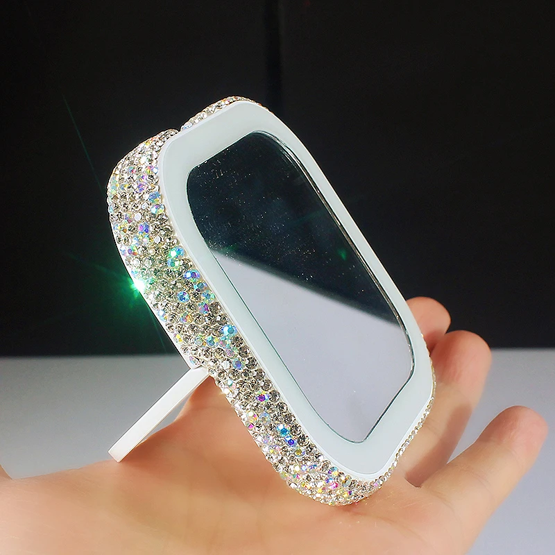 

Зеркало для макияжа со стразами, мини-зеркало для путешествий со светодиодной подсветкой и умным зарядным устройством, милая маленькая USB-лампа для макияжа