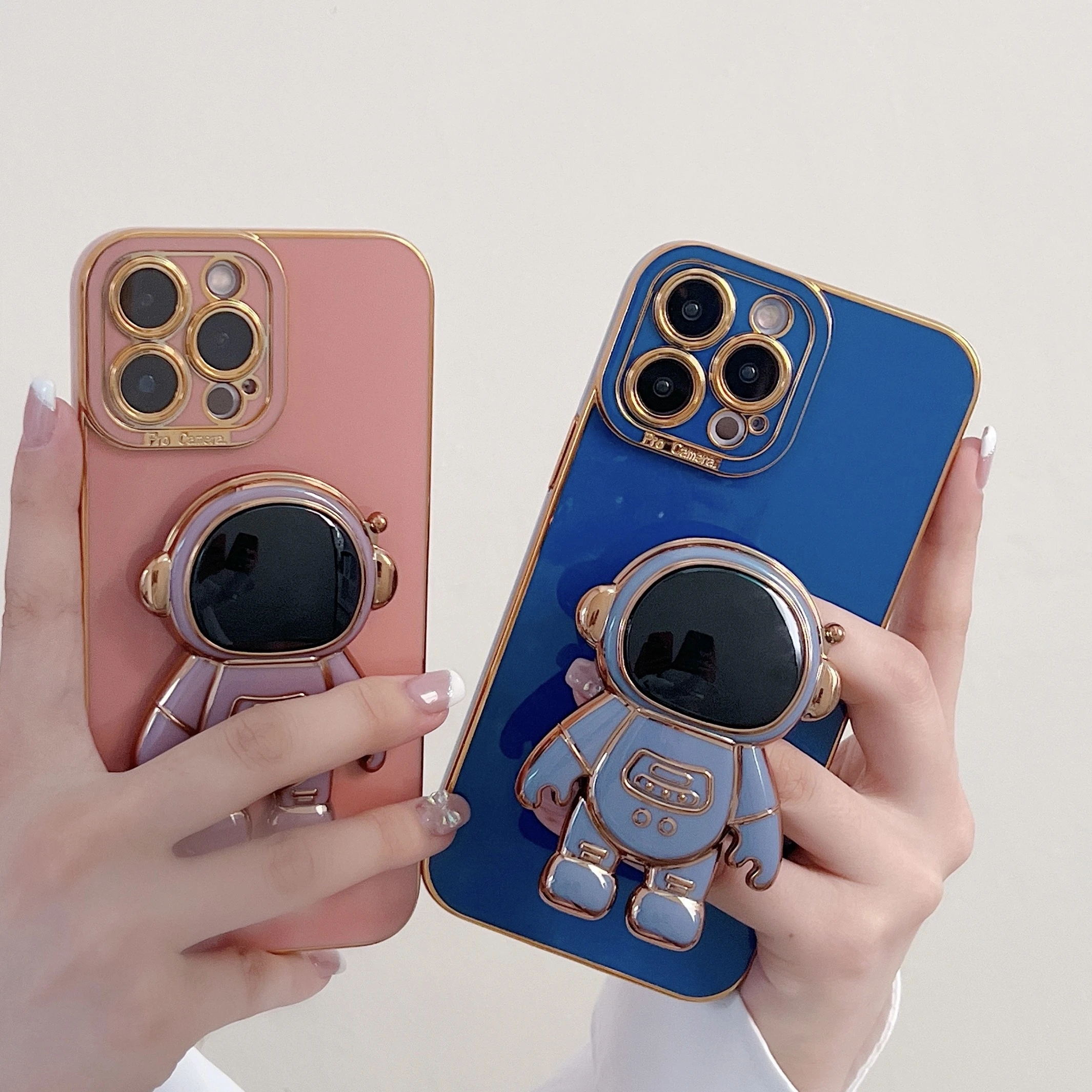 case for iphone 13 pro max Luxury Plating Cute Astronaut Stand Holder Case For iPhone 13 12 11 Pro Max Mini Xs X Xr 8 7 Plus SE3 Shockproof Silicone Case iphone 13 pro max cover