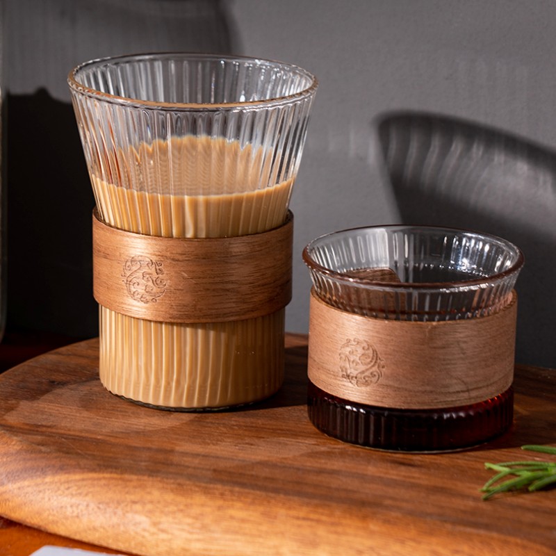 Japanese glass coffee mug walnut mug set glass glasses kawaii cup coffee appliance beauty tea mug beer mug cute mug