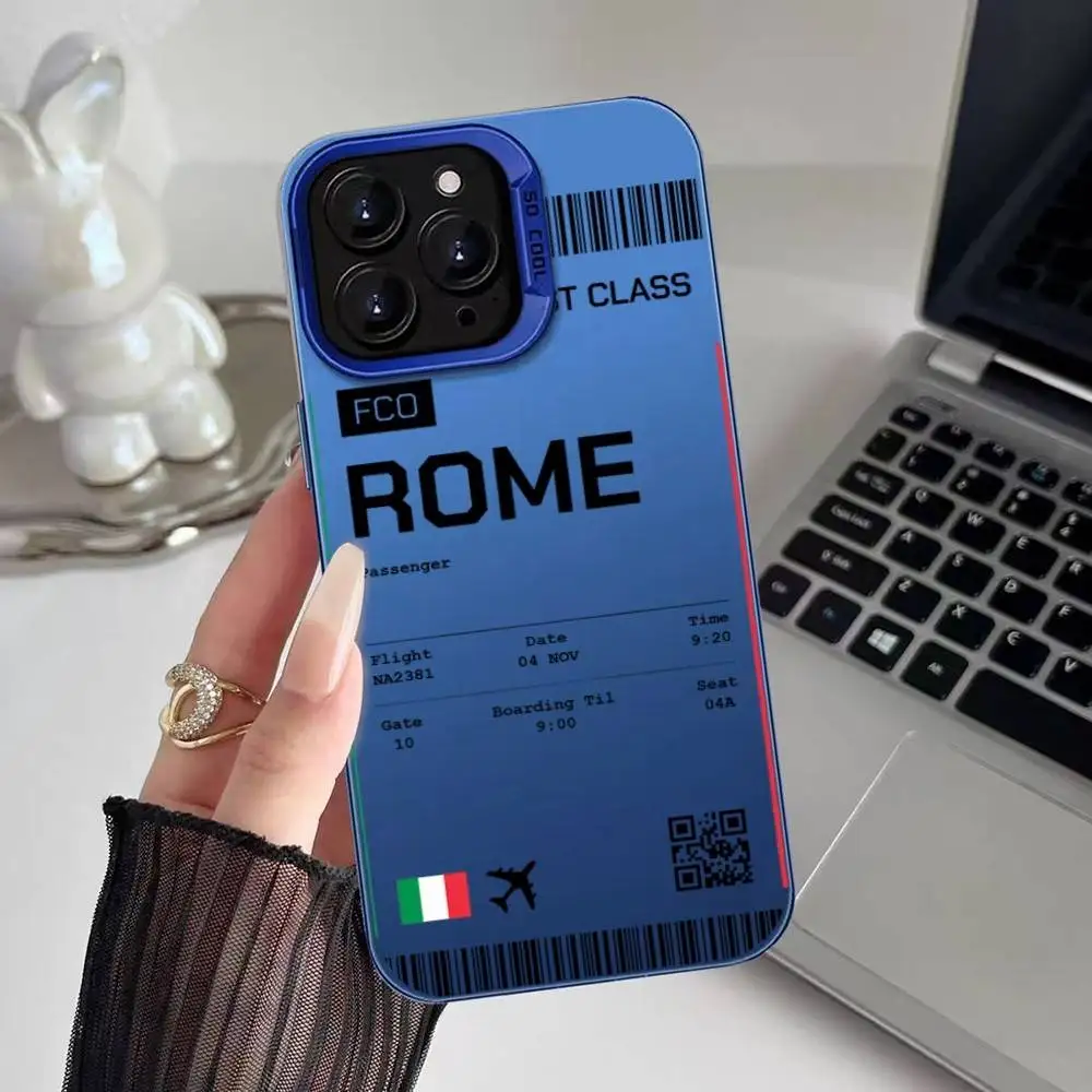 Italien Flugzeug Reise Ticket Handyhülle für iPhone 16 15 14 13 12 11 Plus Pro Max mehrfarbige Aurora Laser stoßfeste Funda Cover – Detail 14