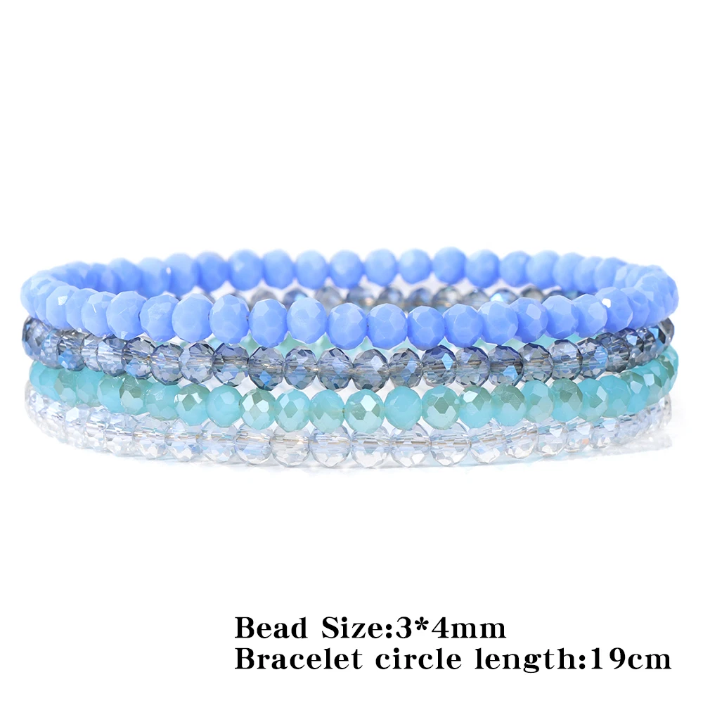 4Pcs/Set Crystal Bracelets For Women Girls Natural Stone Beads Bracelets Grey pink White blue series Crystal Fashion Jewelry - Image 2