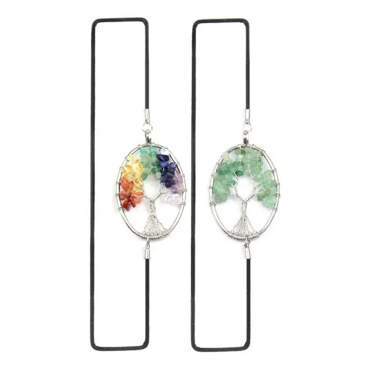 

Gravel Tree Of Life Oval Shape With Elastic Rope Bookmark Silver 7 Color Healing Reiki Mineral Rock Crystal Handmade Bookmark