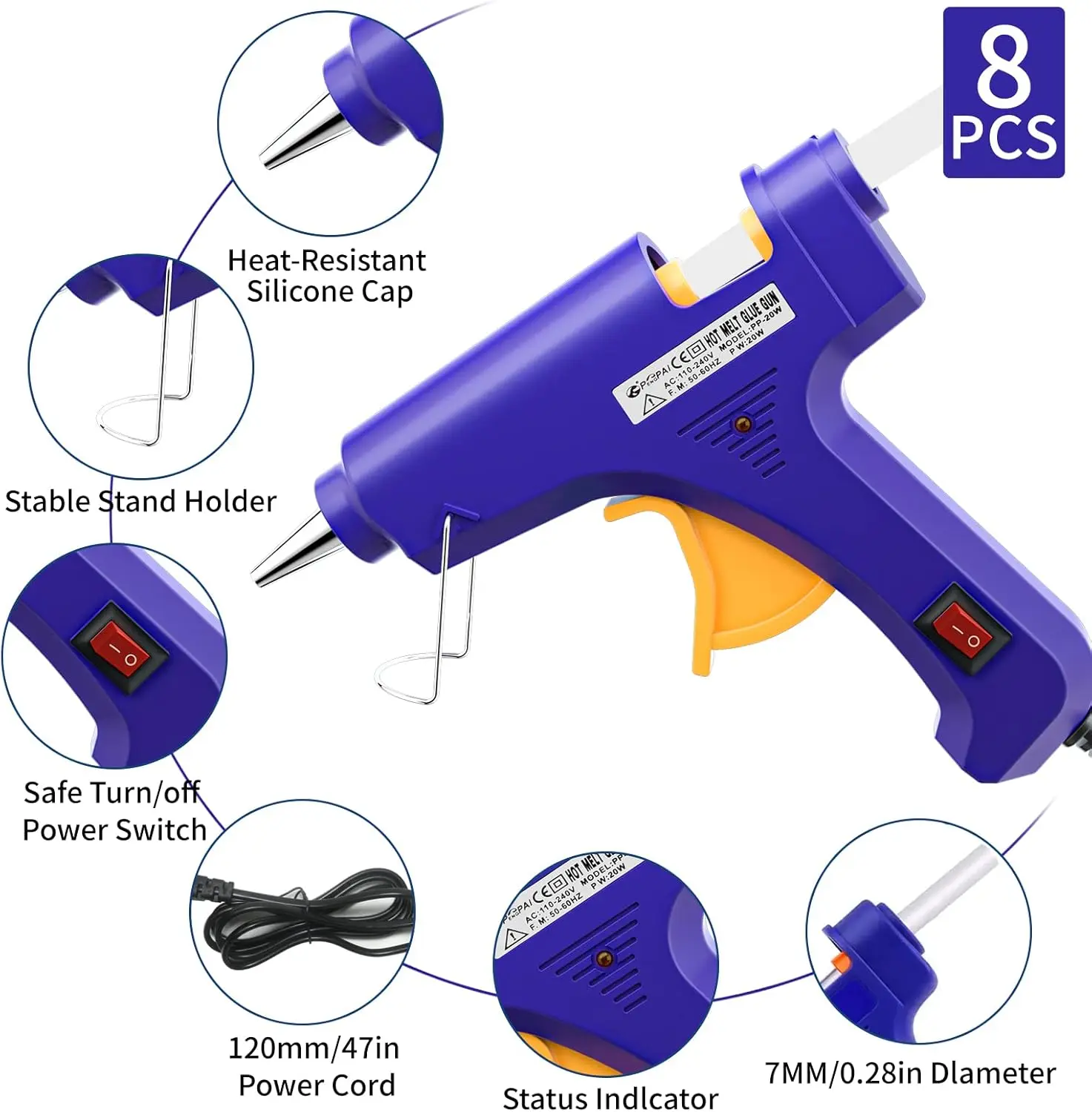 Hot melt glue gun hot glue gun 20W Mini Hot Glue Gun Fast Preheating Glue Gun for Christmas Crafts School DIY Arts Home Quick Repairs Use 7mm Sticks