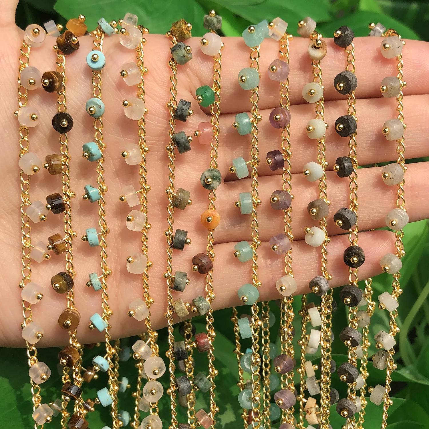 Eye Wheel Beads Chains Bracelet Components Jewelry Making Wire Chains 50cm Natural