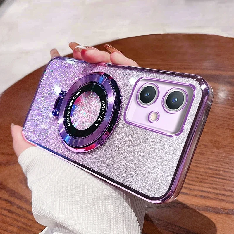Glitter Plating Silicone Stand Holder Case