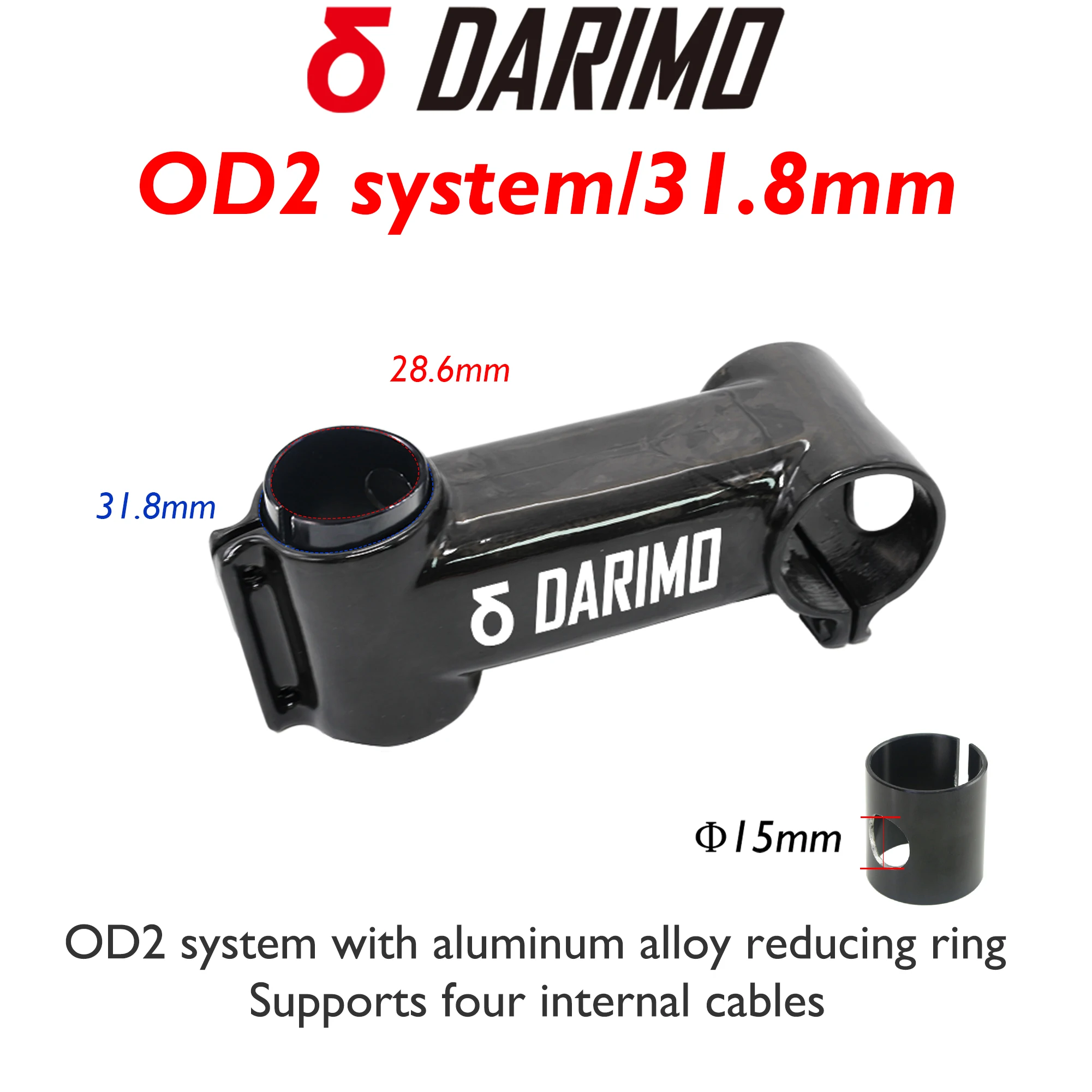 DARIMO IX2 Stem, Ultralight Carbon Road/MTB Stem, 1:1, UD