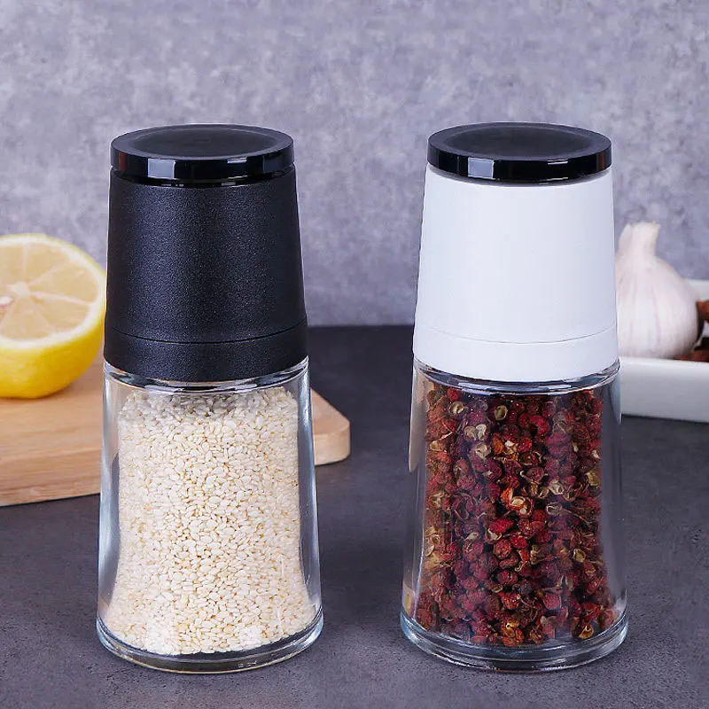 Kitchen Tool 304 stainless steel Pepper Grinder Mill Hand Sesame black  Pepper Powder, Ground glass Seasoning Jar