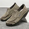 Spring Fashion Low Top Washed Fabric Casual Men's Shoes Breathable Soft Sole Fabric Men's Driving Shoes 1