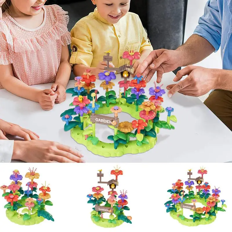 

Creative Flower Arrangement Toys Colorful Interconnecting Blocks Building Educational Garden Building Game for boys Girls Gift