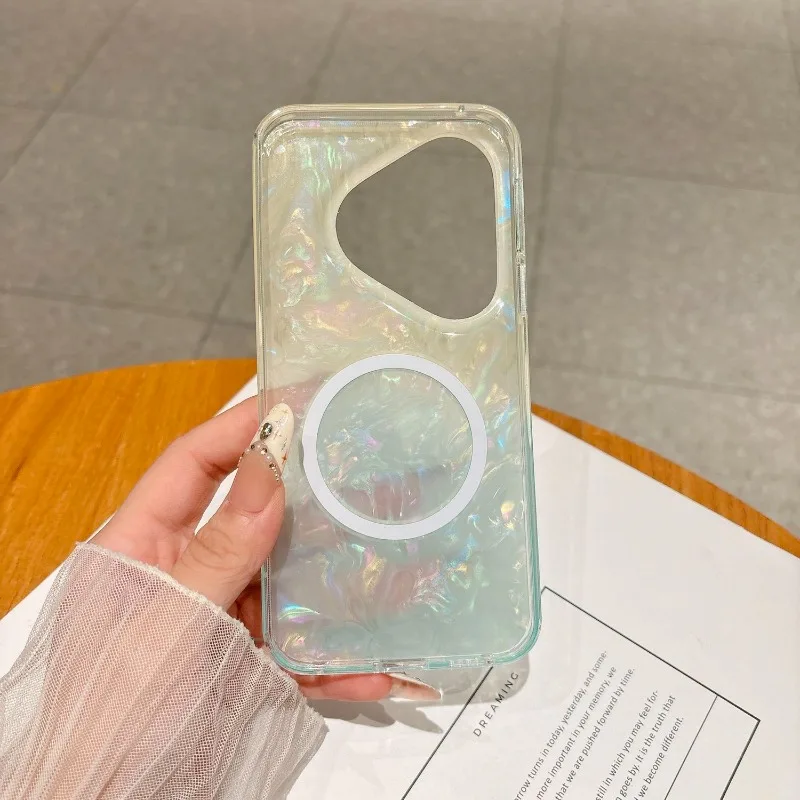 Fashion Magnetic Matte Gradient Color Transparent Case with Collision Protection and Skin-Friendly Texture
