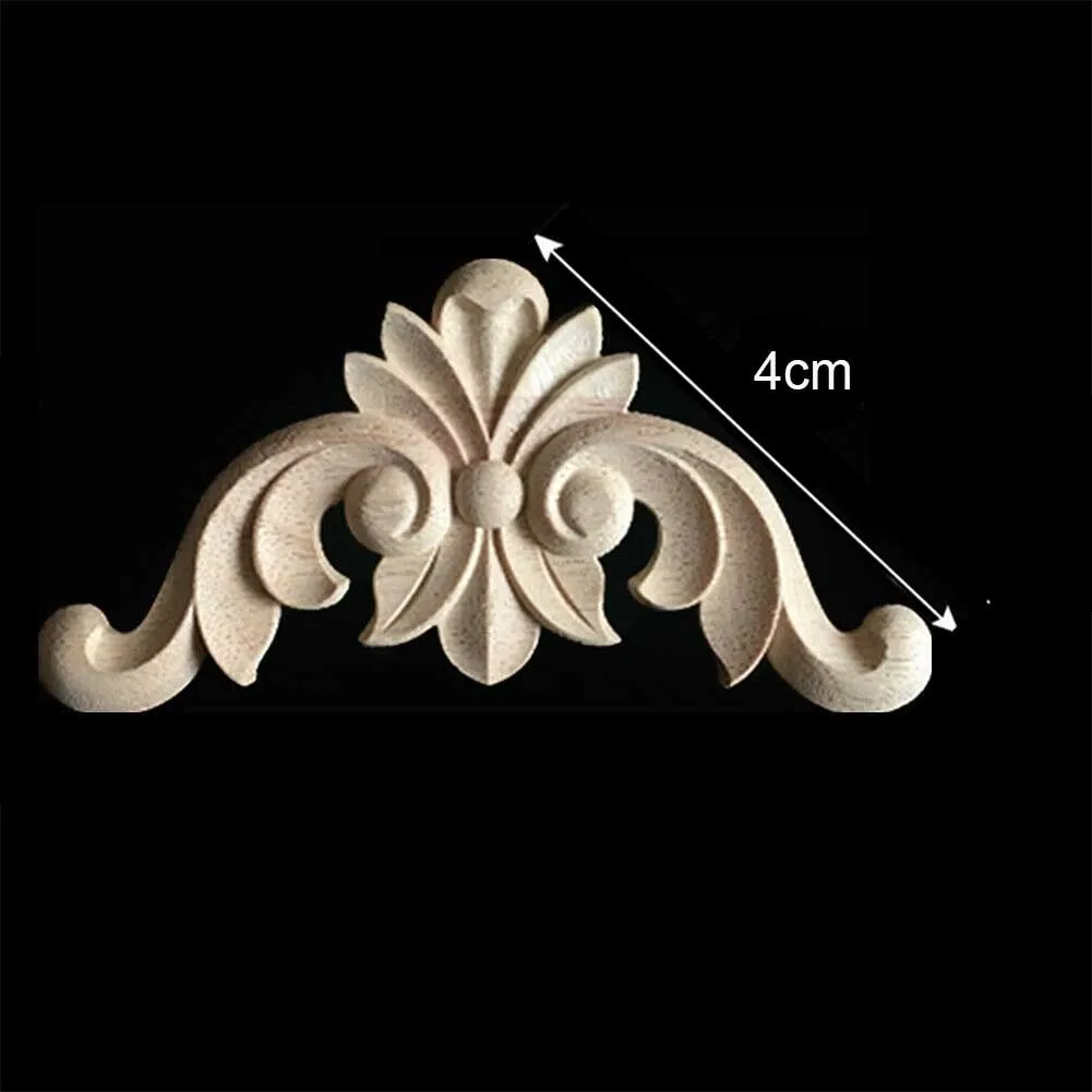 

4pcs Wooden-Carved Corner Onlay Furniture Applique Mouldings Decal DIY Frame Wall Door Furniture Woodcarving Home Decor
