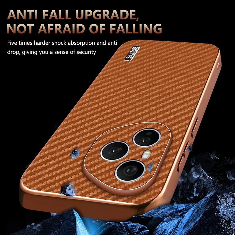 Luxury PU Plating Carbon Fiber Protective Back Cover Case
