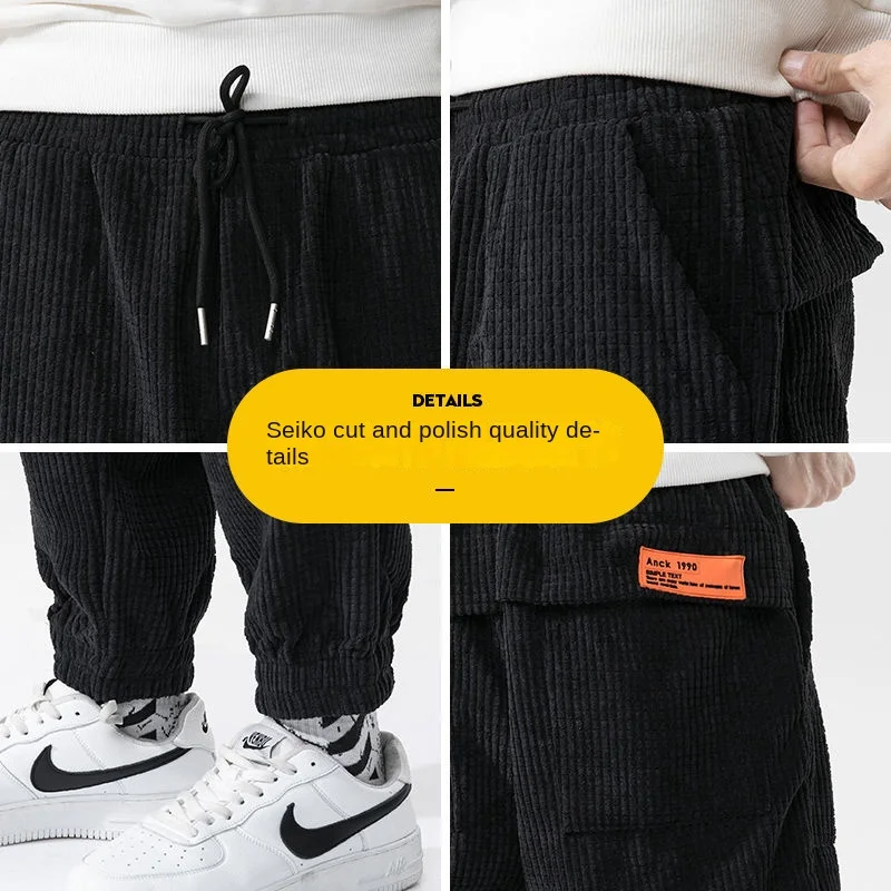 Thermal Pants Man Winter Corduroy Fleece Warm Brushed Thickened Pants Men Korean Style Clothes Baggy Harem Trousers for Men 6