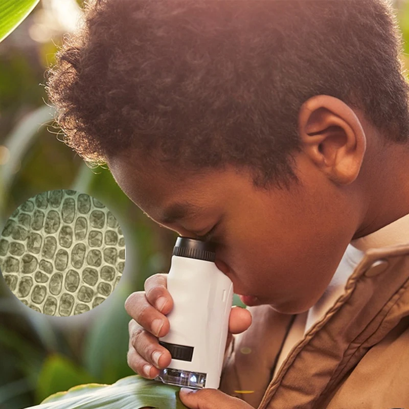 Portable Microscope Kit for Kids with LED Light and Adjustable Zoom