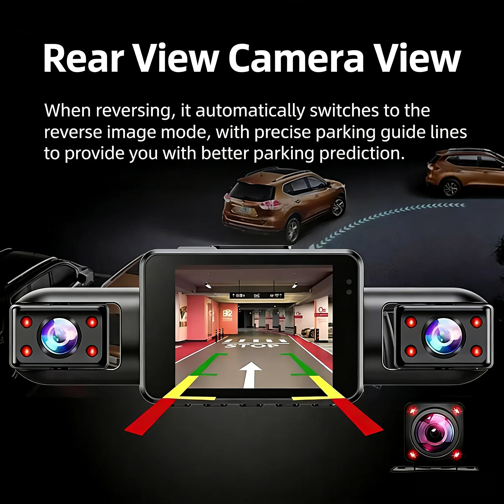 3/4-Linsen 1080P Auto DVR Dashcam 360° ° Panoramakamera mit Nachtsicht und 24-Stunden-Parküberwachung Videorekorder für Autos – Detail 8