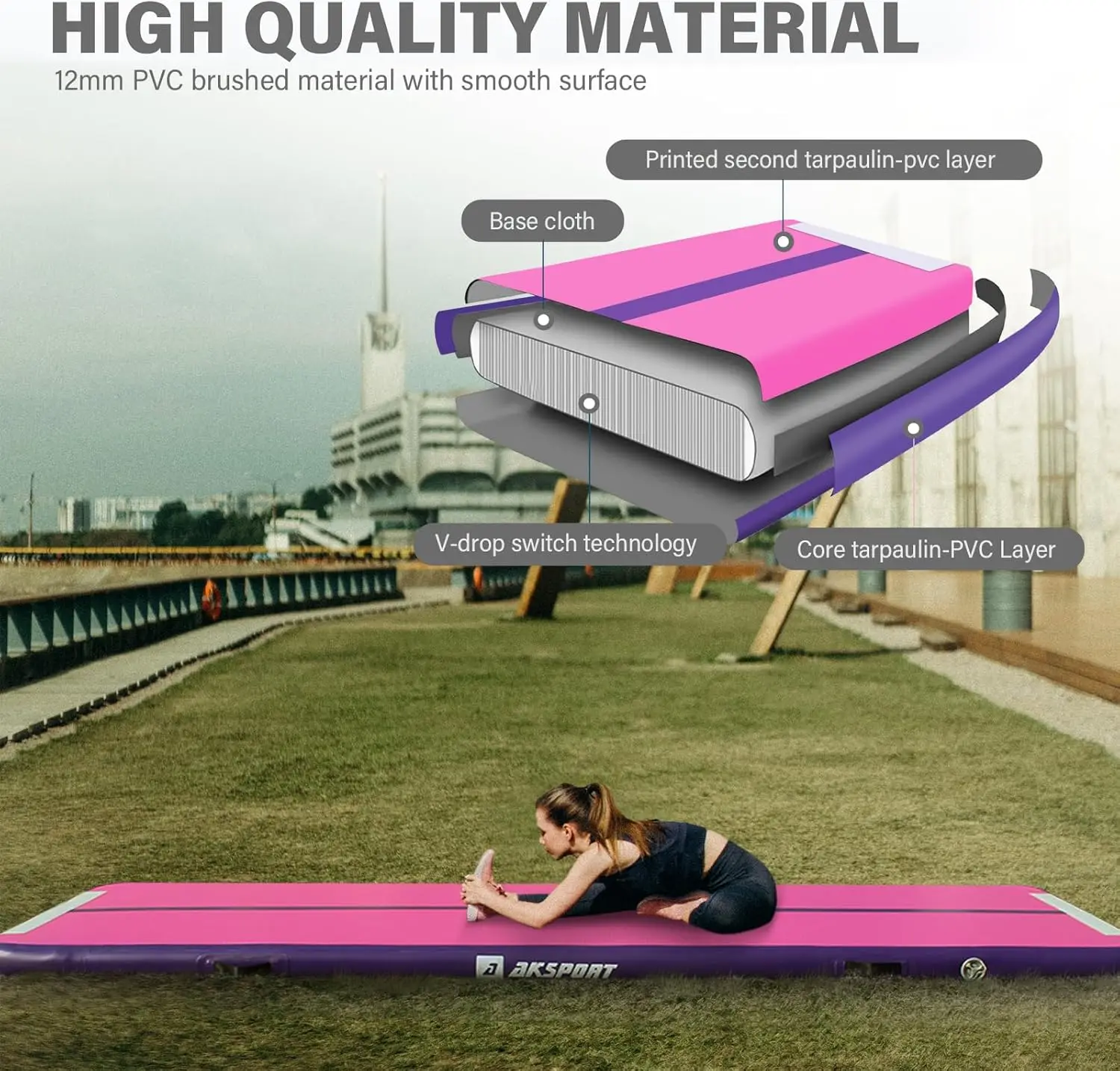 Gymnastics Air Mat Tumble Track Tumbling Mat Inflatable Floor Mats with Air Pump for Home Use