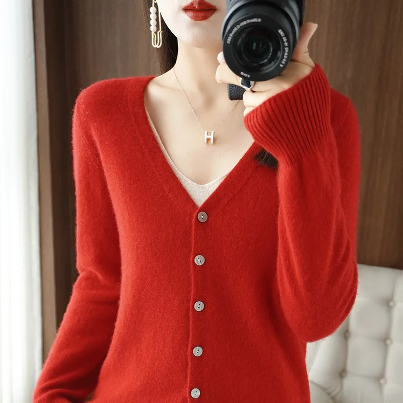 Women Cardigans 2023 Autumn Winter Single Breasted Knitwears Long Sleeve Warm Knit Cardigan Korean Fashion Spring casual Sweater_voghion.com
