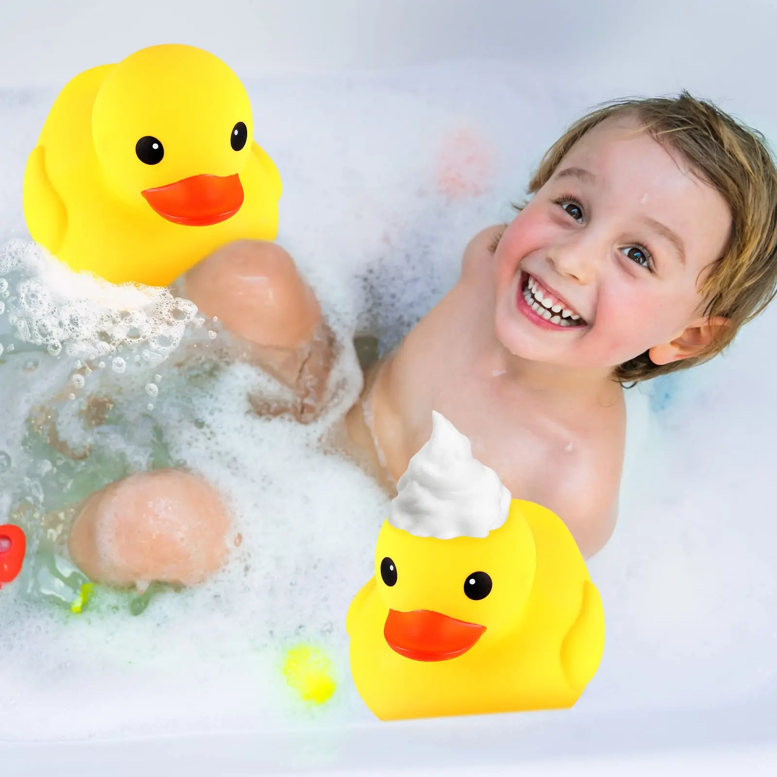 1/2 Pcs Rubber Duck 10.2 Inch Duck Toy Giant Rubber Duck Large Rubber Ducky Toy Squeaky Big Yellow Rubber Ducks 4