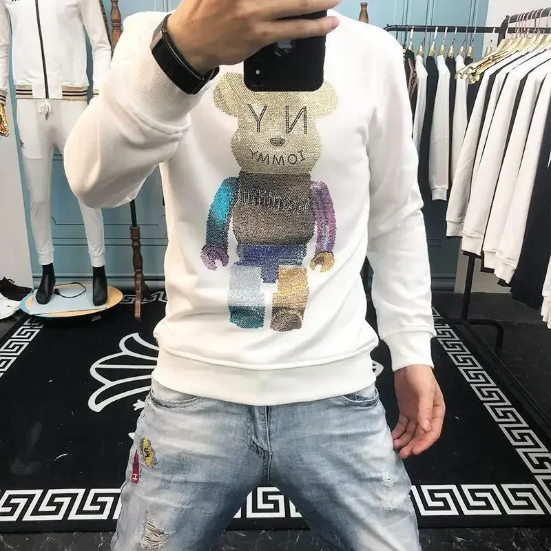 thumbnail image 1 of Sudadera blanca ajustada con gráfico para hombre, ropa de cuello redondo, sudaderas para hombre, ofertas al por mayor, sudaderas sin capucha emo, 1 of 4