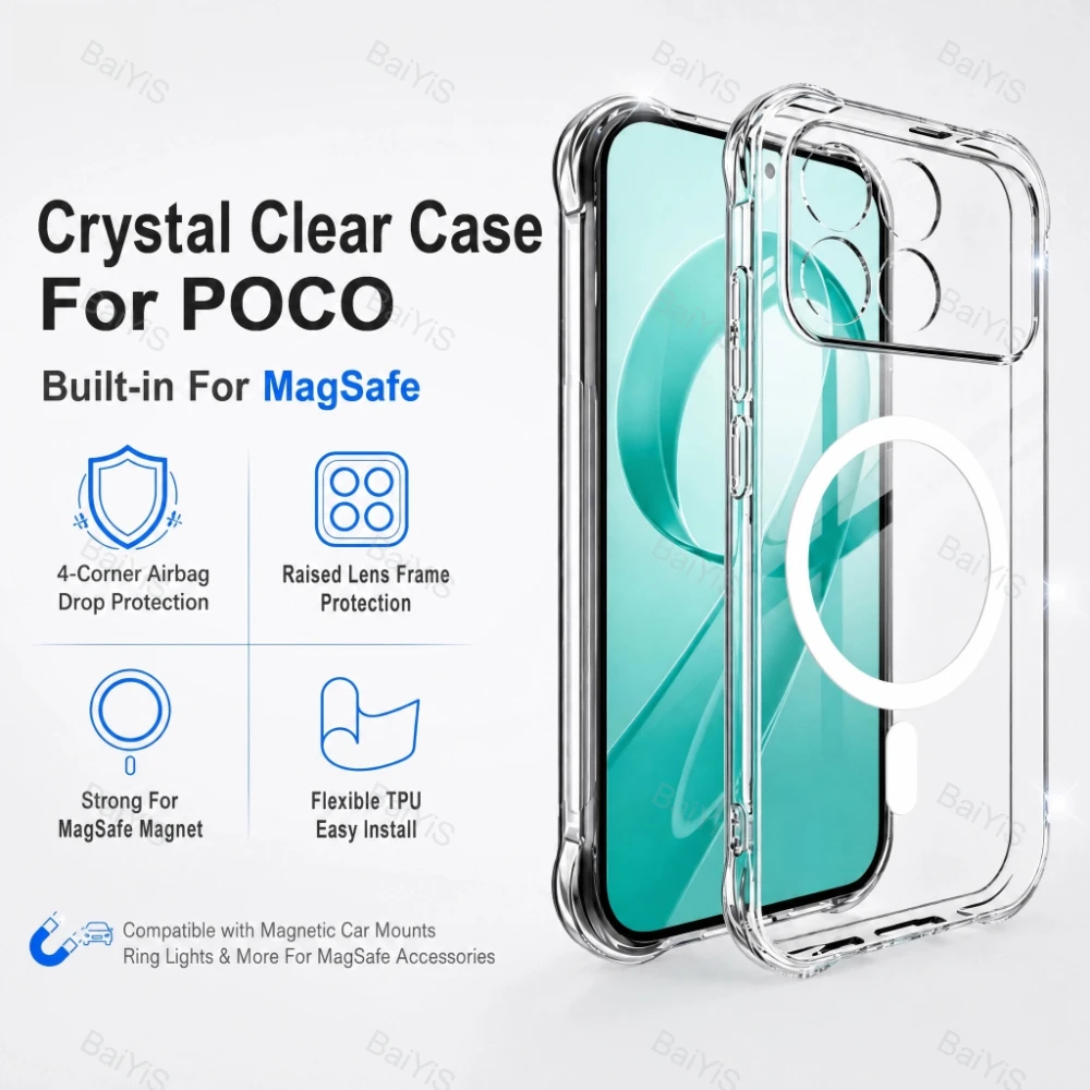 Magnetic Soft Transparent Phone Case with Magsafe - Crystal Clear Protective Cover