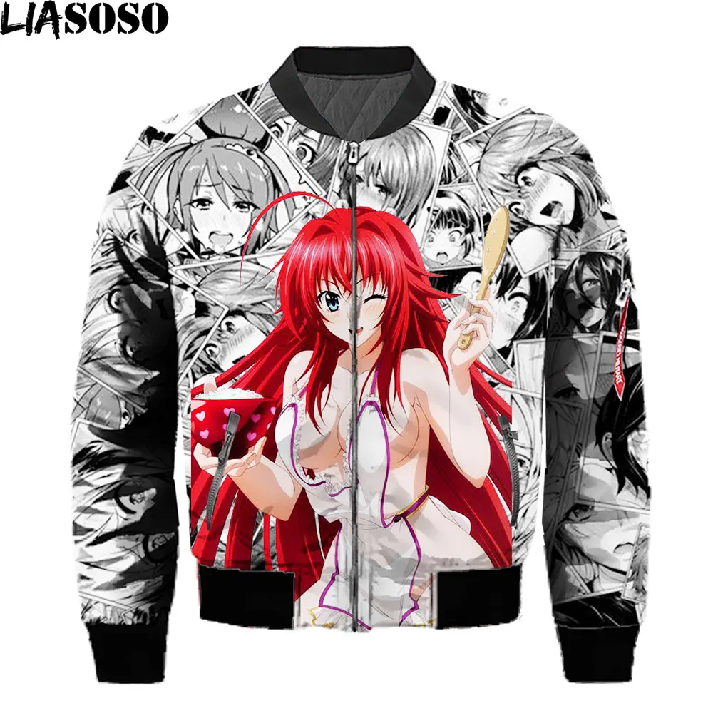 LIASOSO Men Jacket Winter Clothes Rias Gremory High School DxD Street Anime Loose Pervert Jacket Women Men Buttocks Alternative