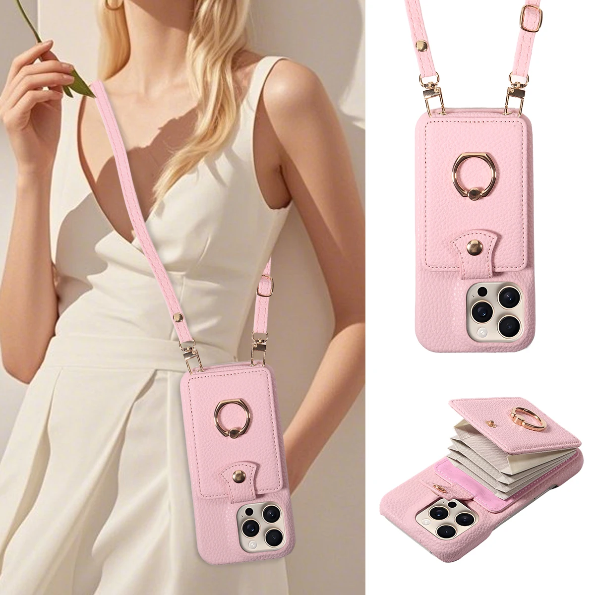 Fashionable Leather Multi-Card Wallet Stand Phone Case - Portable & Multifunctional Protective Cover