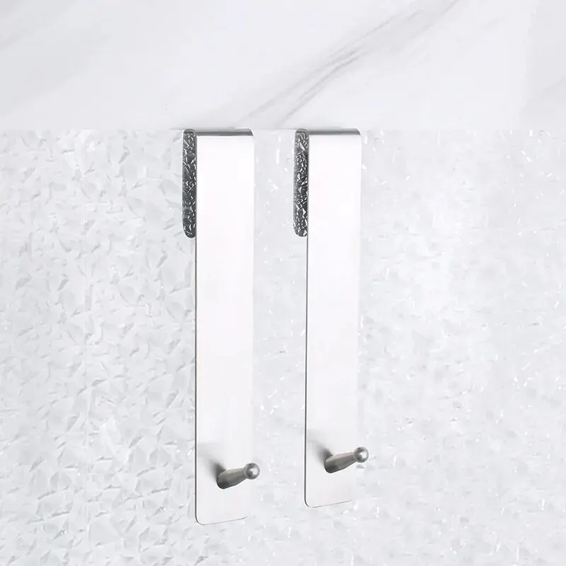 Stainless Steel Glass Door Mounted Detachable Hanger with Non-Perforated Clothes Hook
