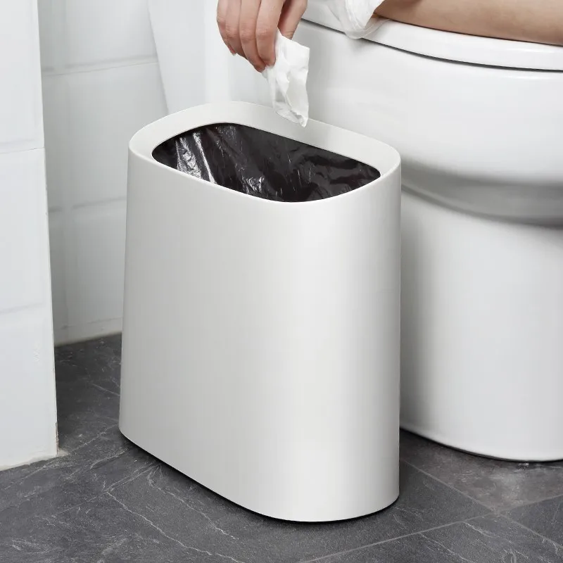 

12L Nordic Kitchen Trash Can Bevel Slit Bucket Living Room Bedroom Sundry Storage Bucket Bathroom Toilet Paper Towel Basket