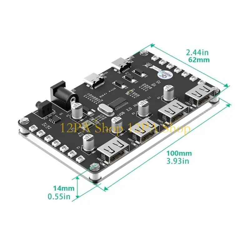 12PA 4 포트 USB 2.0 허브 노트북 마우스 키보드용 다채로운 LED 보조 전원