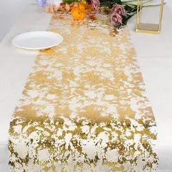 Luxury Sparkle Metallic Gold Silver Thin Table Runners Sequin Glitter Foil Thin Mesh Tablecloth Wedding Valentine'S Day Decor
