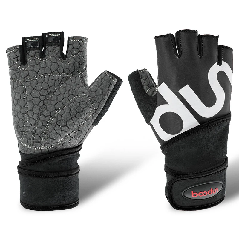 Boodun Men Women Half Finger Crossfit Gym Gloves Fitness Gloves Body Building Weight Lifting Wrist Sport