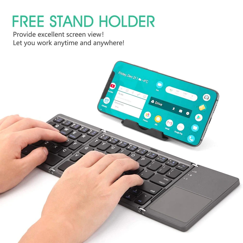 Wireless Bluetooth Keyboard Portable Mini Three Folding Foldable Touchpad Keypad for IOS Android Windows ipad Tablet Laptop