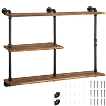 Vevor Industriële Pijp Rekken Wandmontage Rustieke Drijvende Planken Met Stalen Buizen En Houten Planken Muur Plank Diy Boekenplank