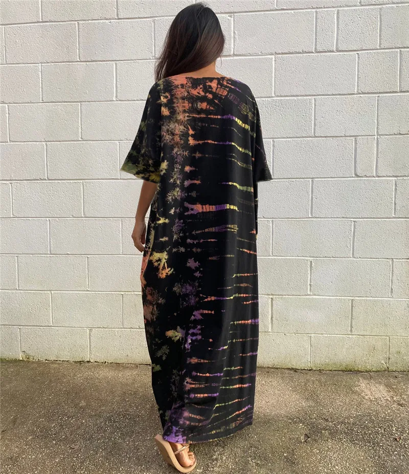 Fashion Casual Striped Print Long Dresses Women Bohemian V-neck Bat Sleeve Loose Slit Beach Dress Summer New Beachwear Vestidos 82 Fashion Casual Striped Print Long Dresses Women Bohemian V-neck Bat Sleeve Loose Slit Beach Dress Summer New Beachwear Vestidos