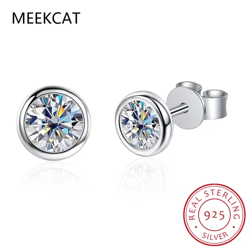 D Color Moissanite Bezel Stud Earrings 18K Gold Plated Pendant Necklace 925 Sterling Silver Jewelry Set Customs Jewelry