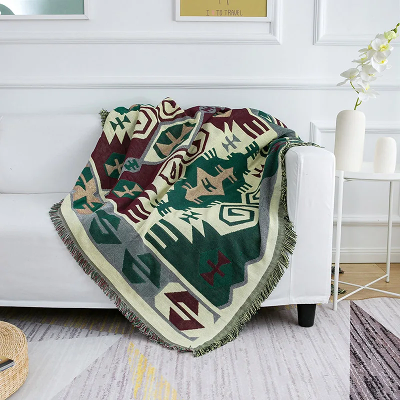 

Ethnic Bohemian Mexico Blankets Outdoor Beach Picnic Blanket Striped Boho Linen Bed Blankets Plaid Sofa Mats Travel Rug Tassels