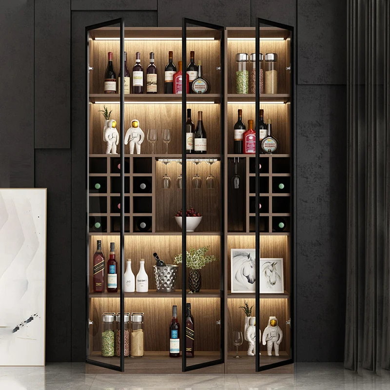 Wall Bar Cabinet High End Furniture Whiskey Showcase Luxury Portable Iron Accessories Metal Storage Elegant Vitrine Wine Stands