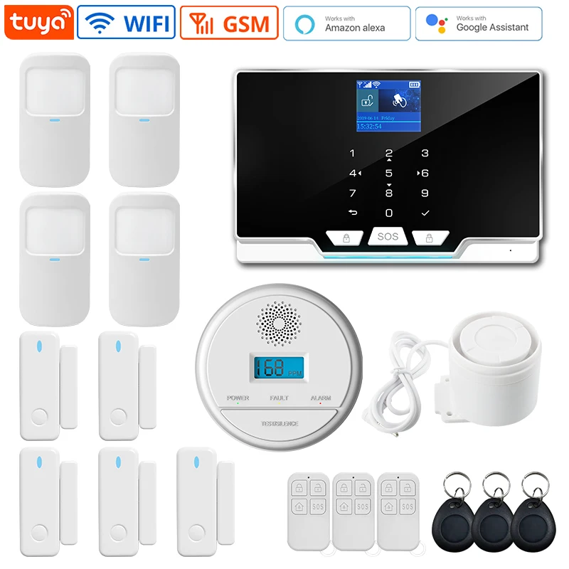 Wireless Connection Tuya Alarm System GSM Wifi Home Security System 433Mhz Frequency Solar Siren Door Sensor Infrared Detectors zigbee siren alarm Alarms & Sensors