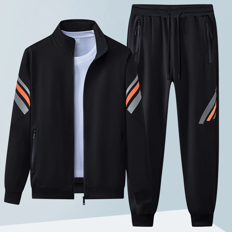 Spring and autumn sports suit zipper cardigan running fitness long sleeve lapel men\'s version of two open casual fishing cycling