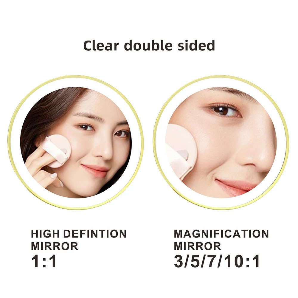 8 inch Makeup Mirror Golden 3x/5x/7x/10x Magnifying Double Side USB Charging Bathroom 3 color light Smart Cosmetic Mirrors 4