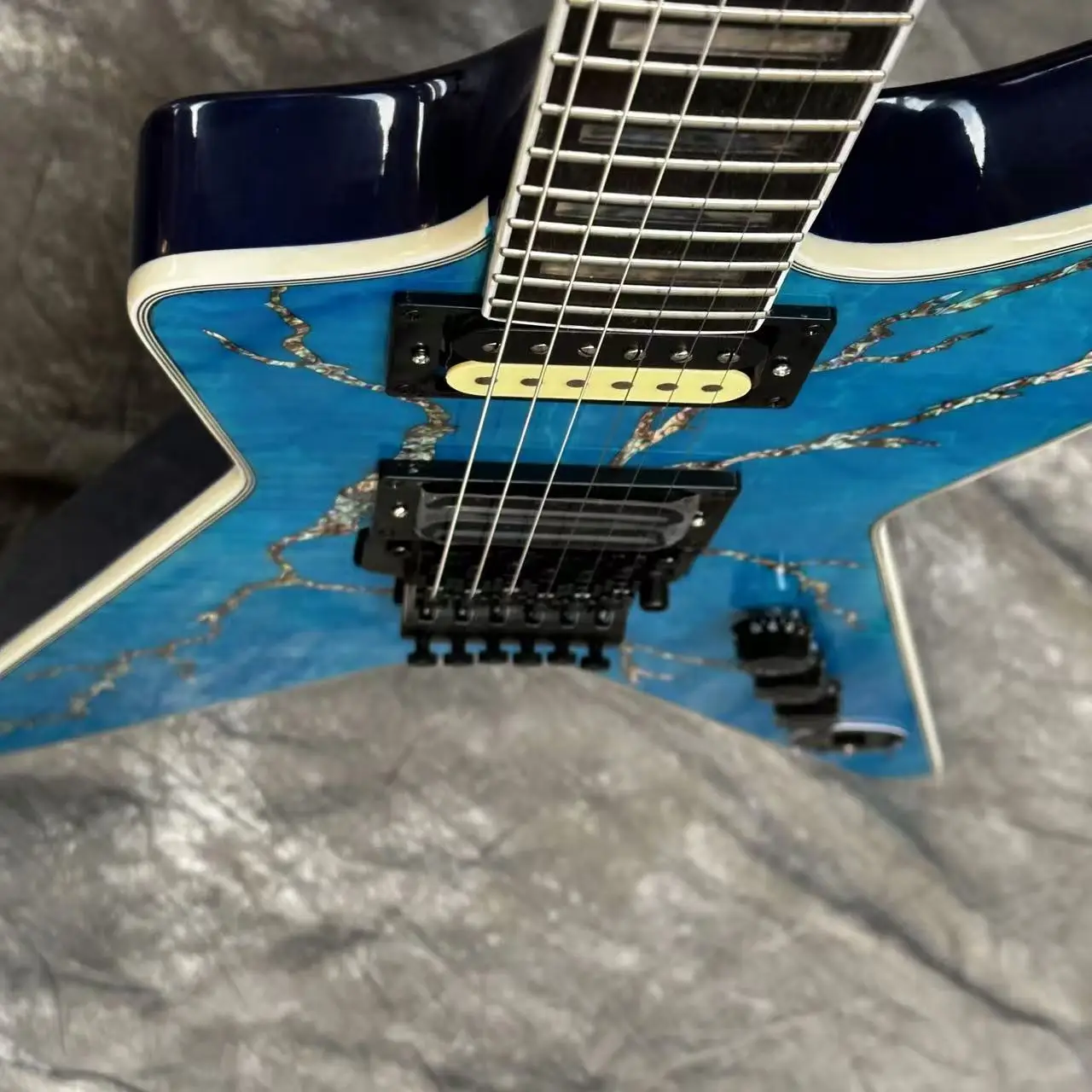 Blue Shell Dimebag Electric Guitar Washbu.n Shell Inlay Lighting Body