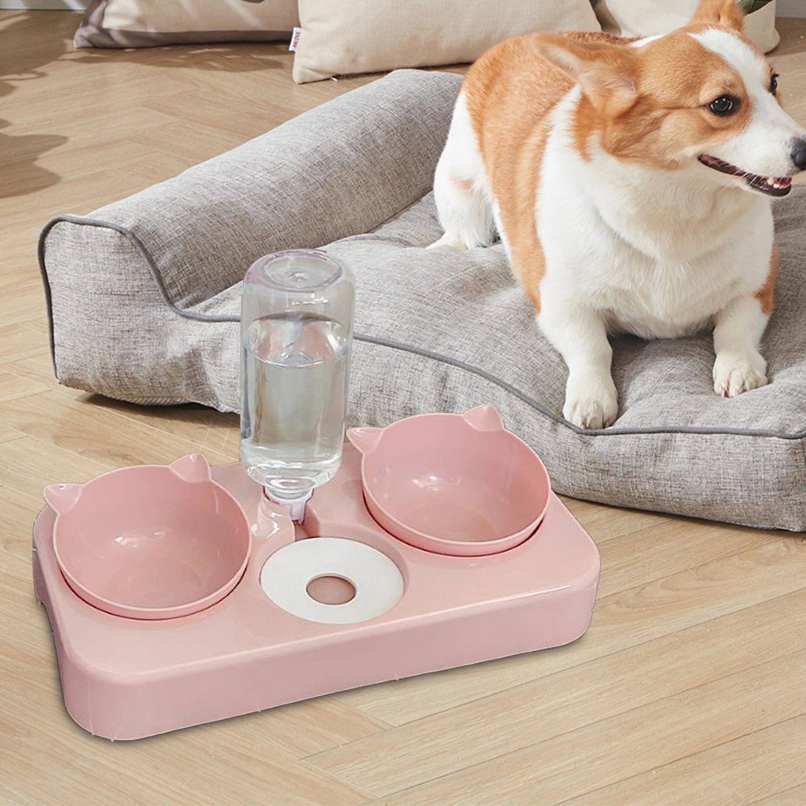 Title 9, Cat Food and Water Bowls Set with Automatic Wat...