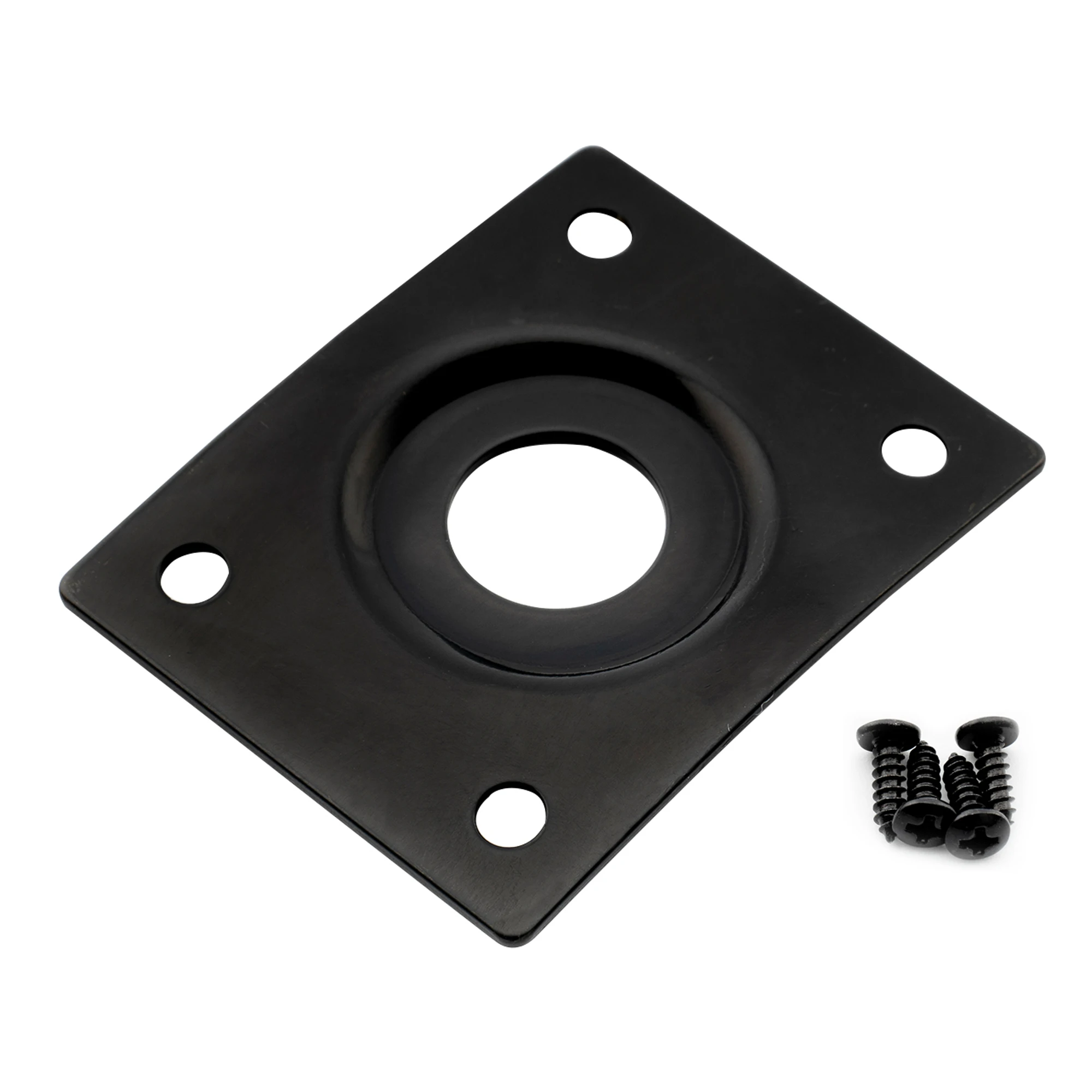 Musiclily Pro Steel gebogene, rechteckige Jack-Buchsenplatte aus Stahl, 10 mm Loch für E-Gitarre, Bass – Detail 3